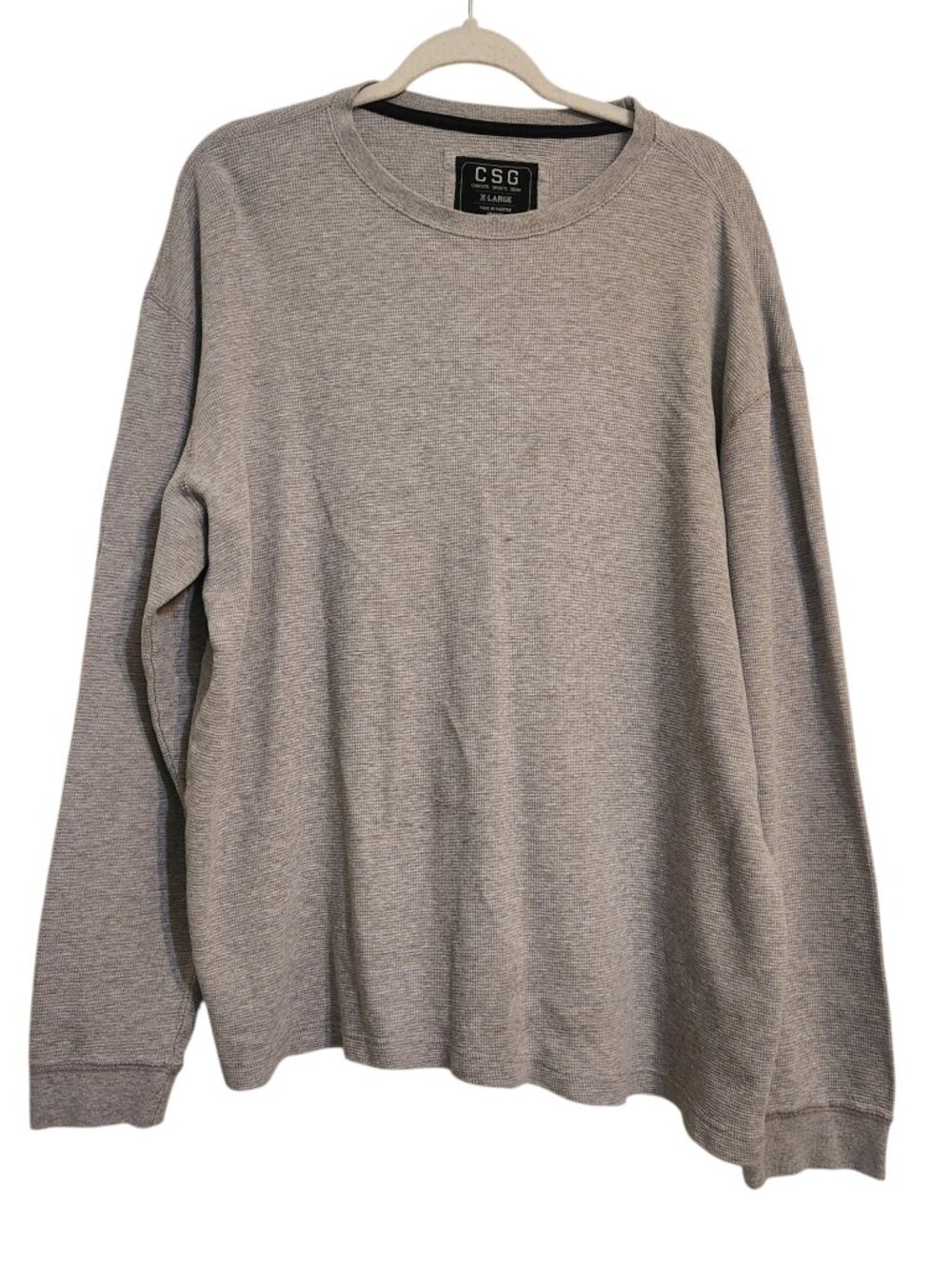 CSG Men's Gray Thermal Crewneck Long Sleeve Sweater Size XL